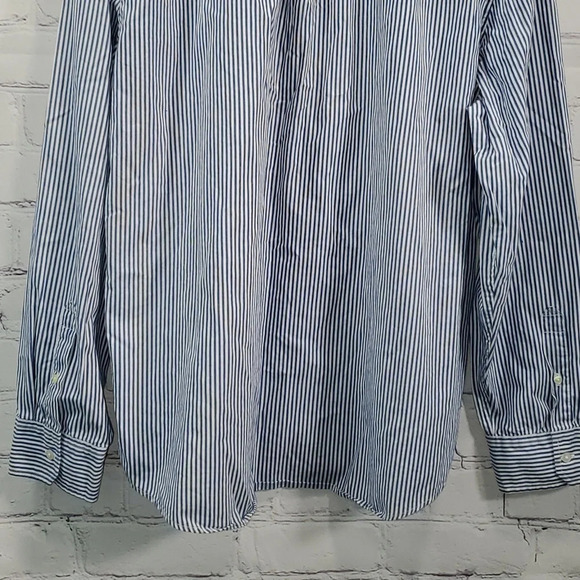 American Eagle Outfitters Blue White Stripe Long Sleeve Button Down Shirt Men - Picture 12 of 15